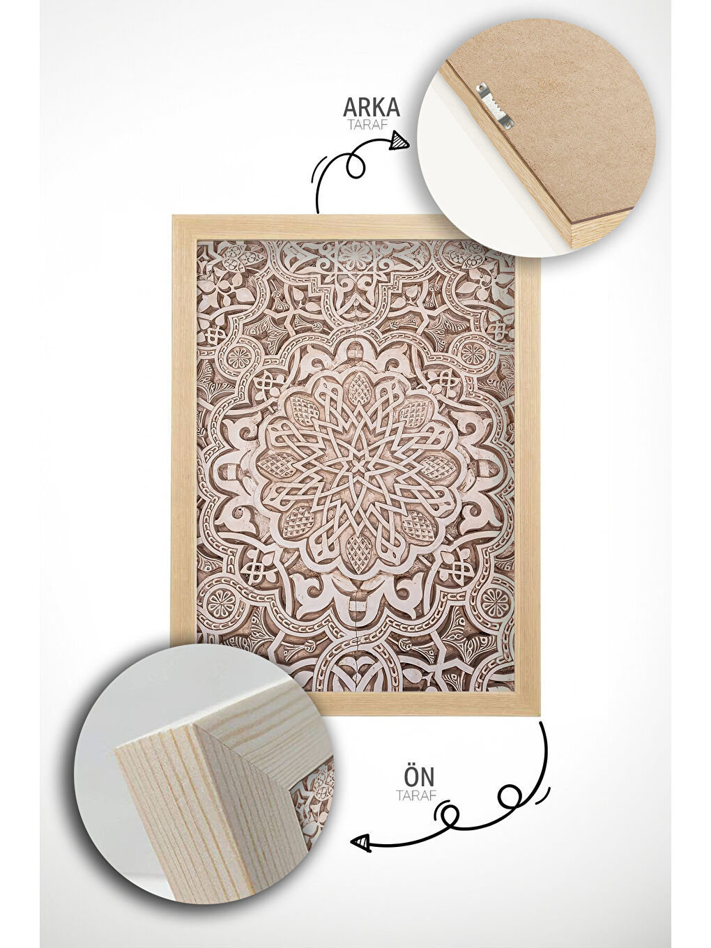 Beyaz Gerçek Ahşap Çerçeveli 3 Parça 3D Poster Tablo Seti - ERSY3SET7 - ERSY3SET7-3348-4