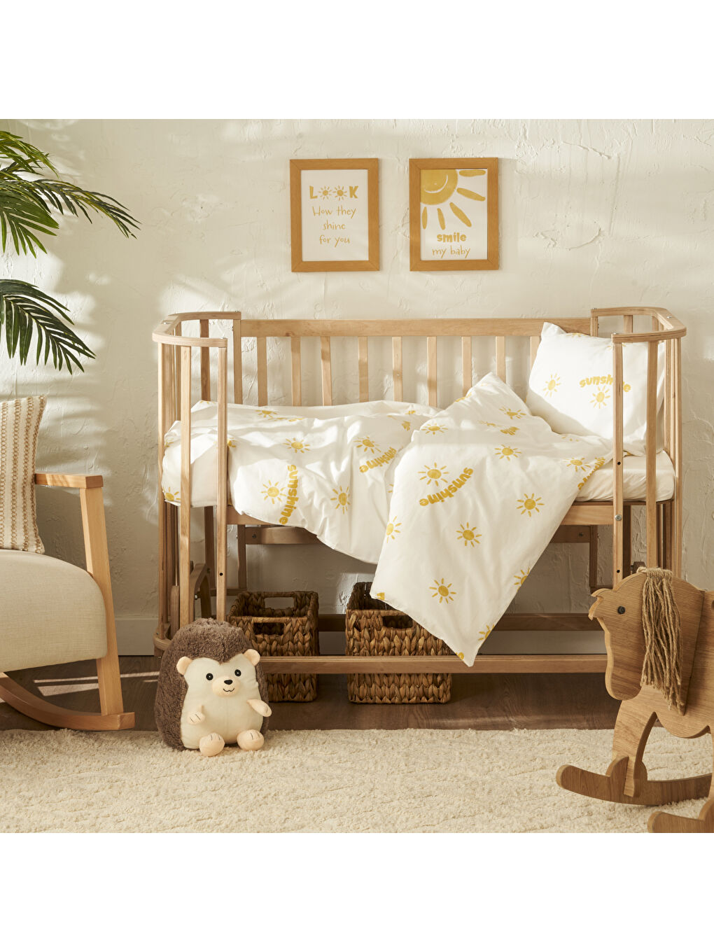 %100 Pamuk Hello Bebek Nevresim Takımı Sarı (100x150 cm)