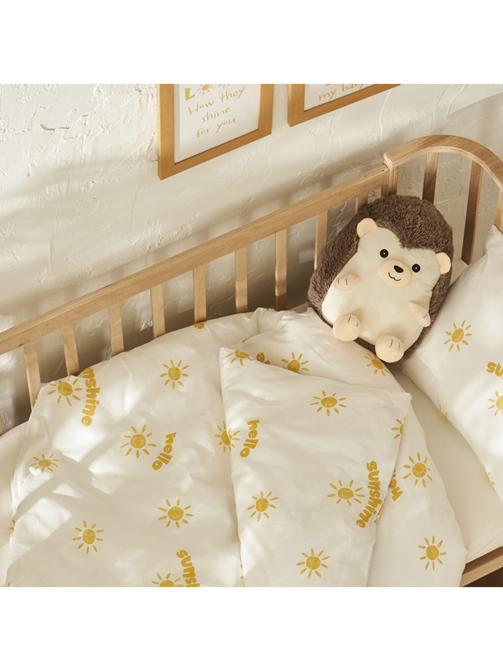 %100 Pamuk Hello Bebek Nevresim Takımı Sarı (100x150 cm)-1