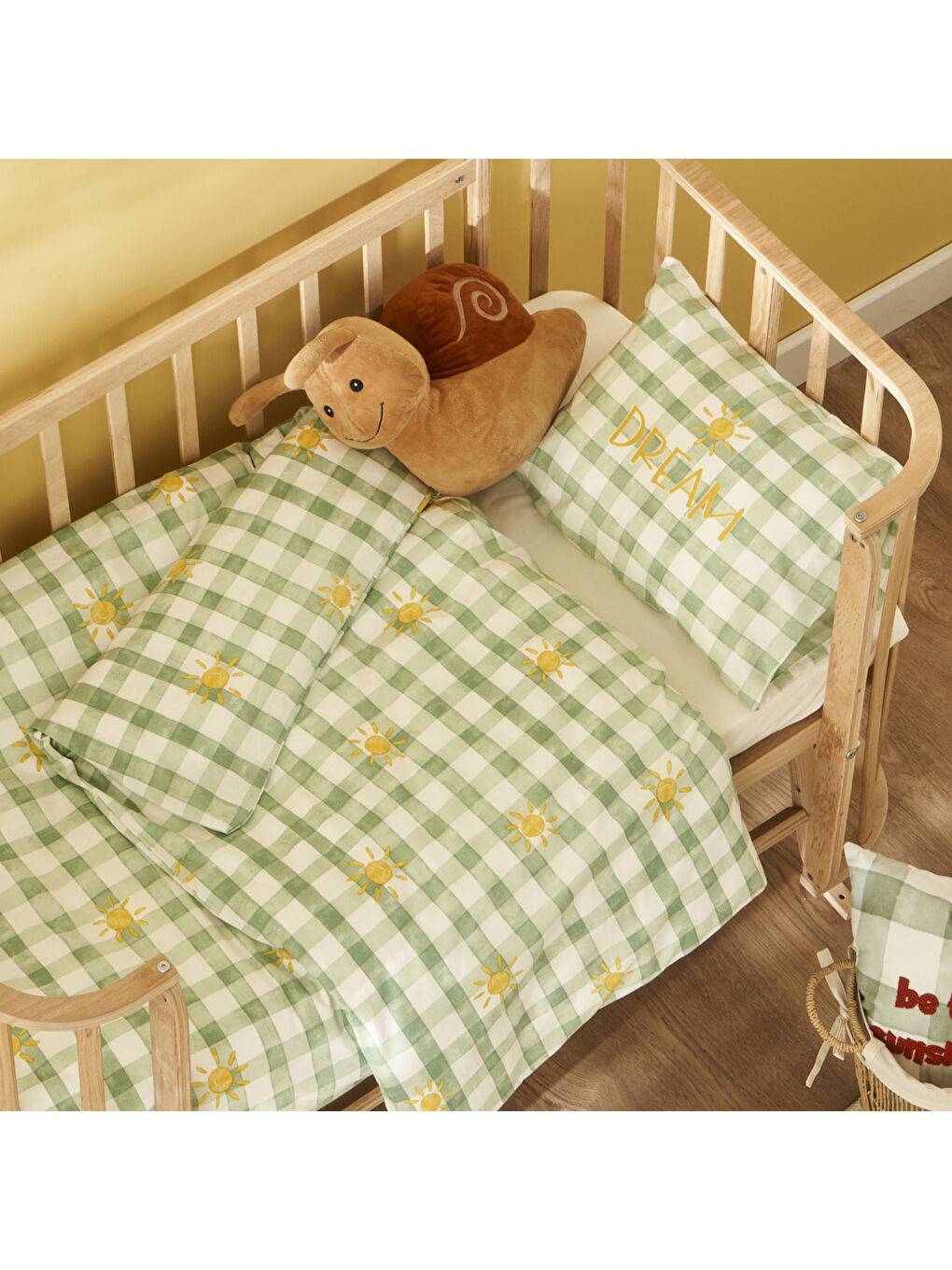 %100 Pamuk Sunshine Bebek Nevresim Takımı Yeşil (100x150 cm)-1