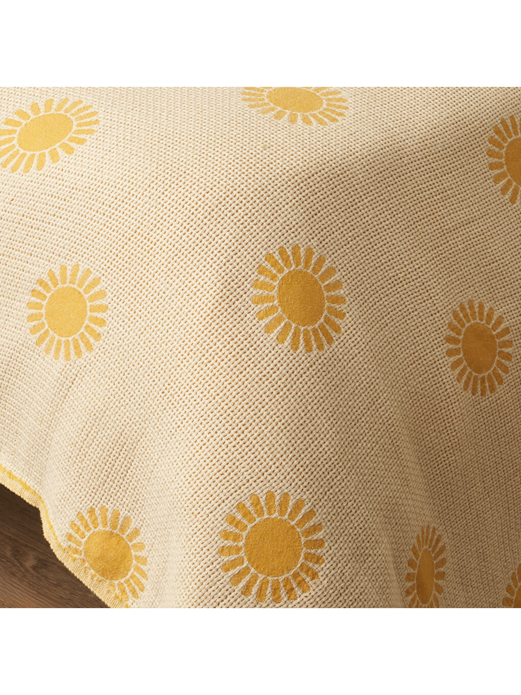 Sunny Pamuklu Çift Kişilik Yatak Örtüsü Sarı (200x220 cm)-4
