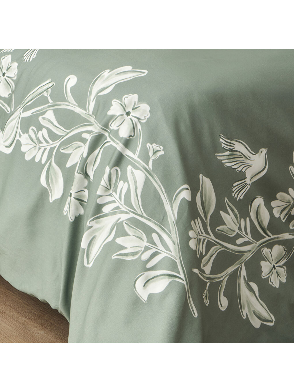 %100 Pamuk Saten Jude Çift Kişilik Nevresim Seti Yeşil (200x220 cm)-3