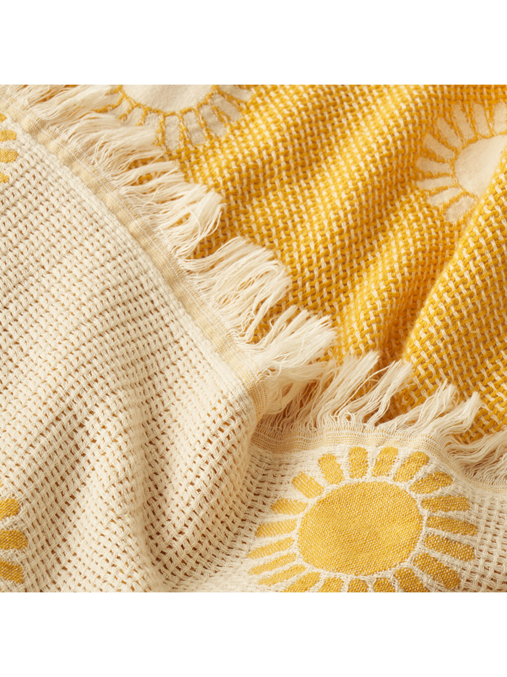 Sunny Pamuklu Çift Kişilik Yatak Örtüsü Sarı (200x220 cm)-6