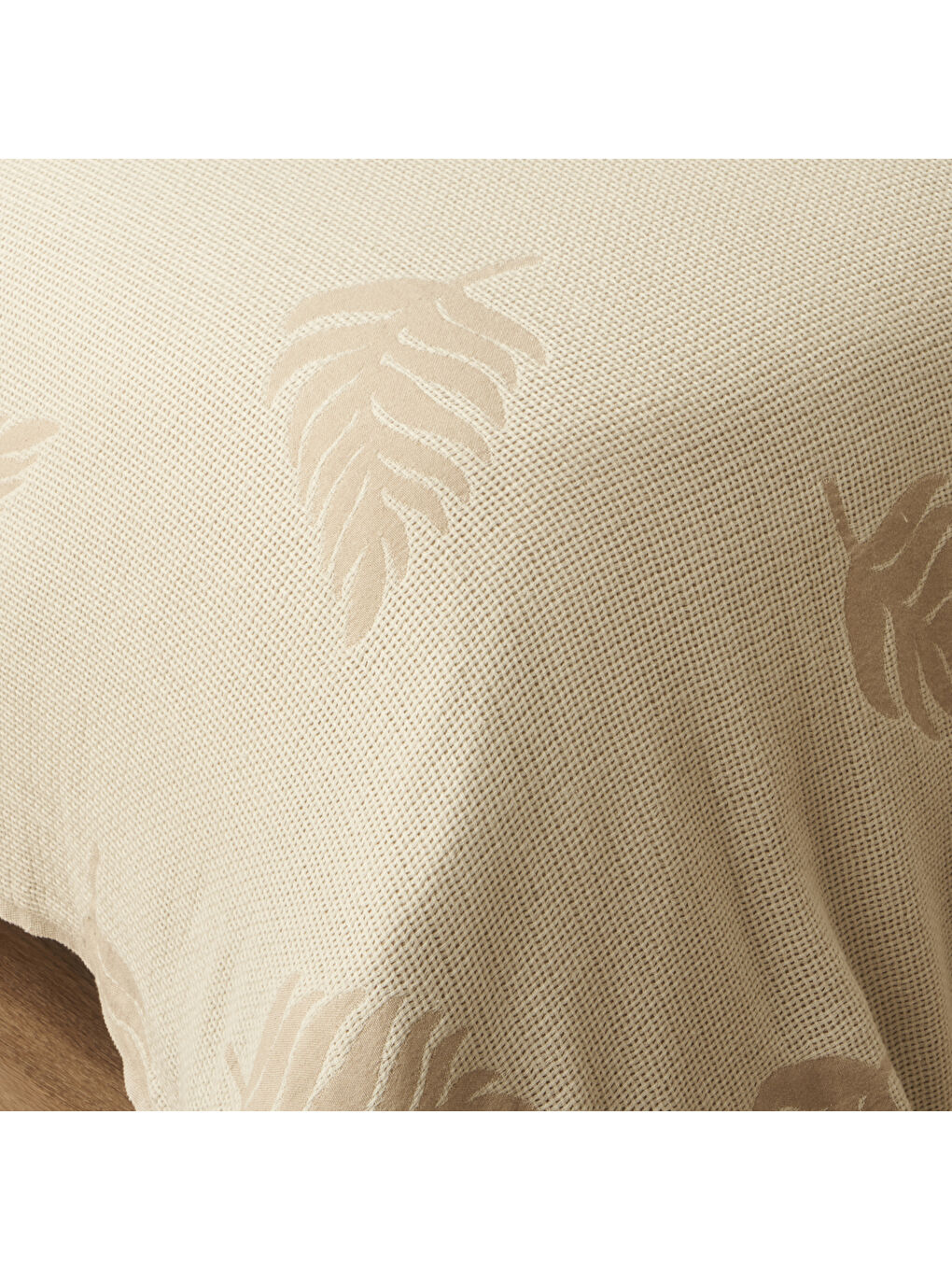 Amaya Pamuklu Çift Kişilik Yatak Örtüsü Bej (200x220 cm)-6
