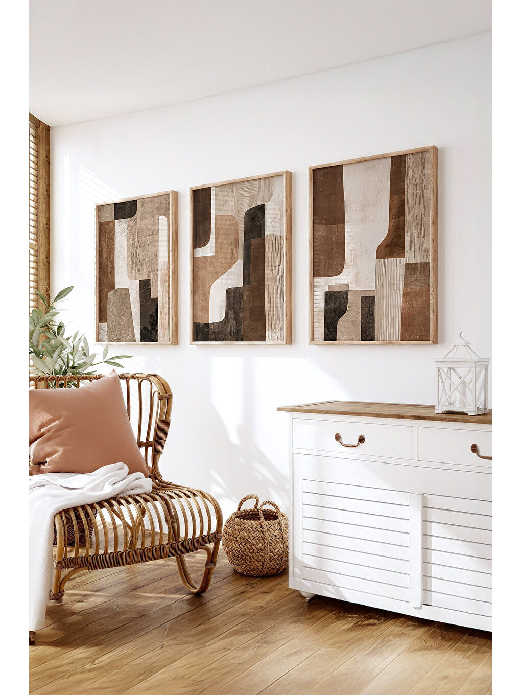 Beyaz Gerçek Ahşap Çerçeveli 3 Parça 3D Poster Tablo Seti - ERSY3SET12 - ERSY3SET12-2030