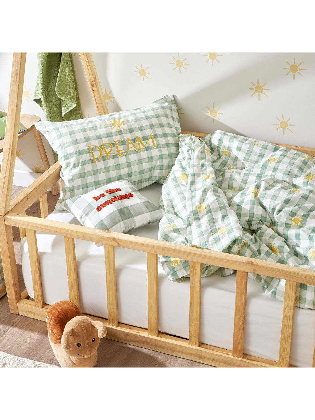 %100 Pamuk Sunshine Çocuk Nevresim Takımı Yeşil (160x220 cm)-2