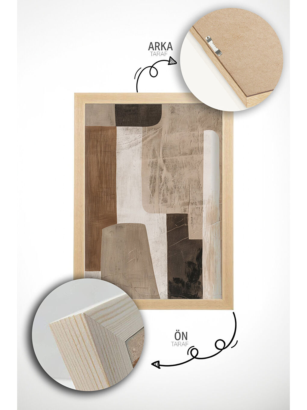 Beyaz Gerçek Ahşap Çerçeveli 3 Parça 3D Poster Tablo Seti - ERSY3SET12 - ERSY3SET12-2030-4