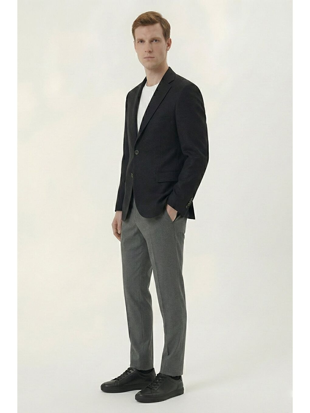 Erkek Siyah Regular Fit Mono Yaka Ceket-2