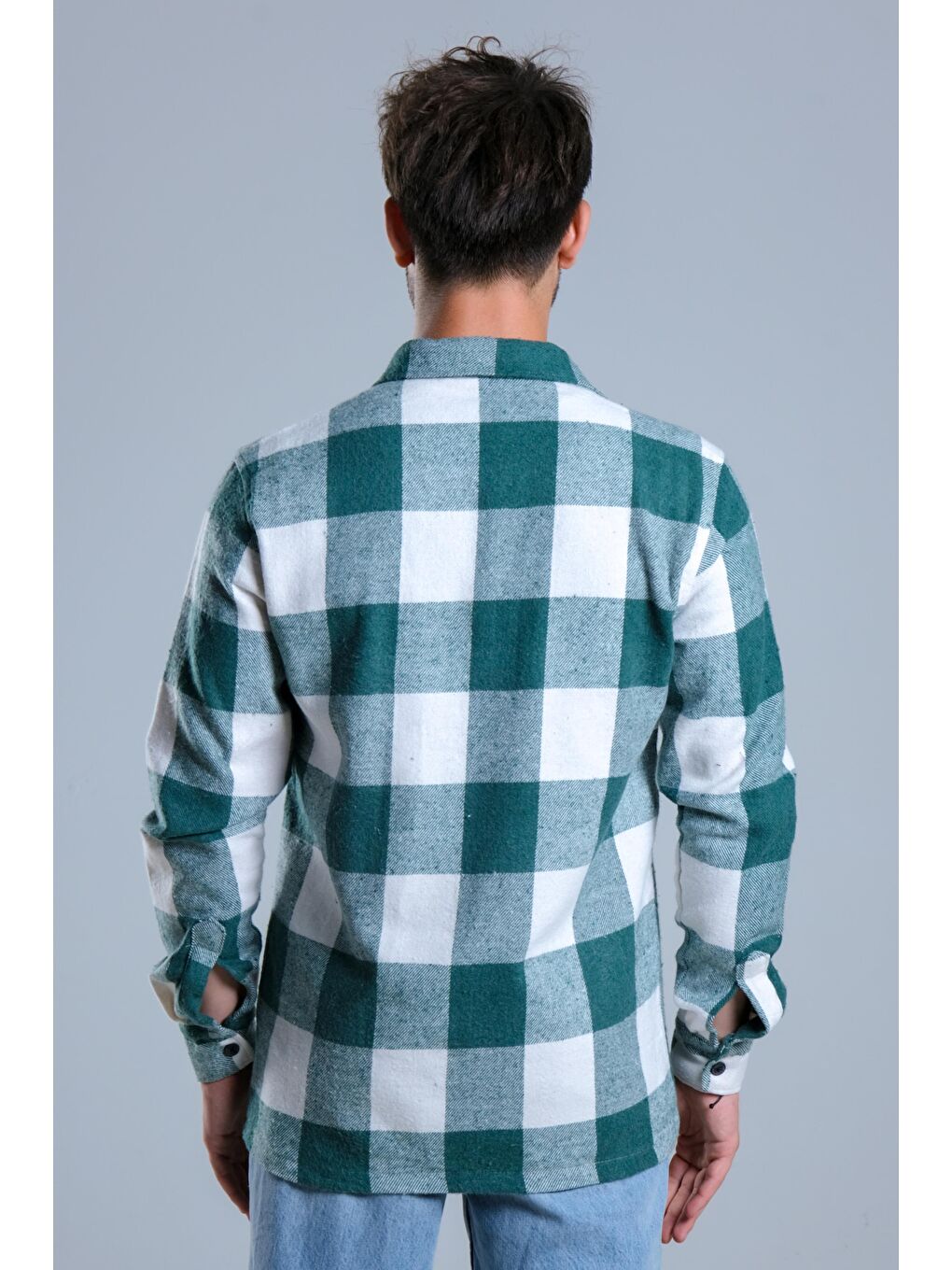 Yeşil Çıkarılabilir Kapüşonlu Cepli Kışlık Erkek Oduncu Gömlek MAR4170-8