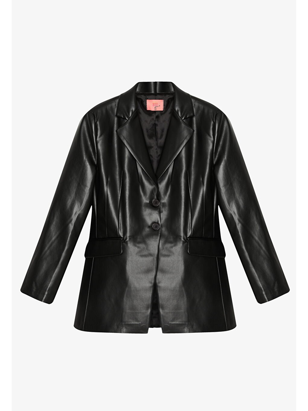 Bele Oturan Deri Blazer Ceket Siyah