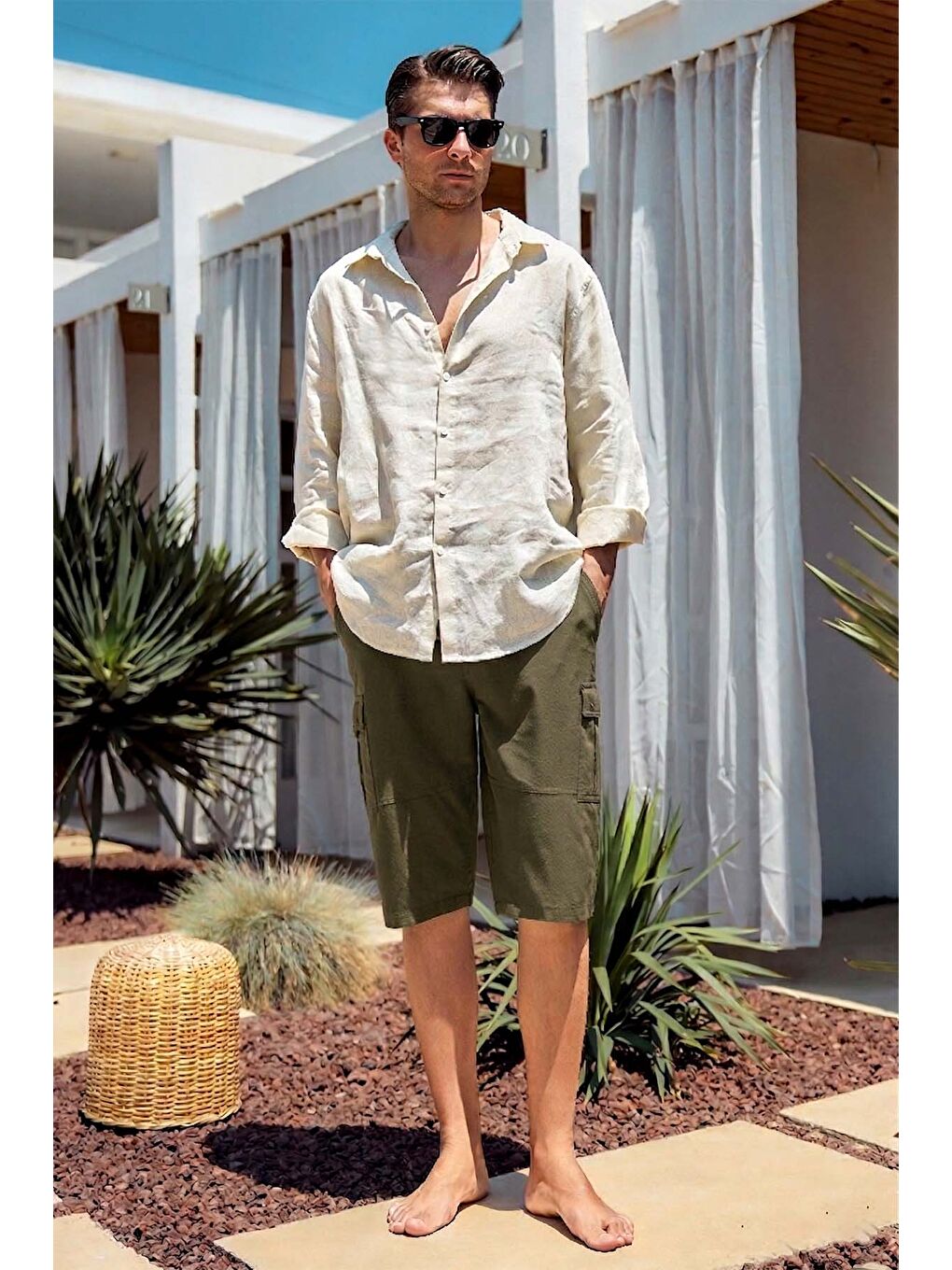 Kargo Cep Erkek Şort Kapri Mayo RKS-09 Haki-1