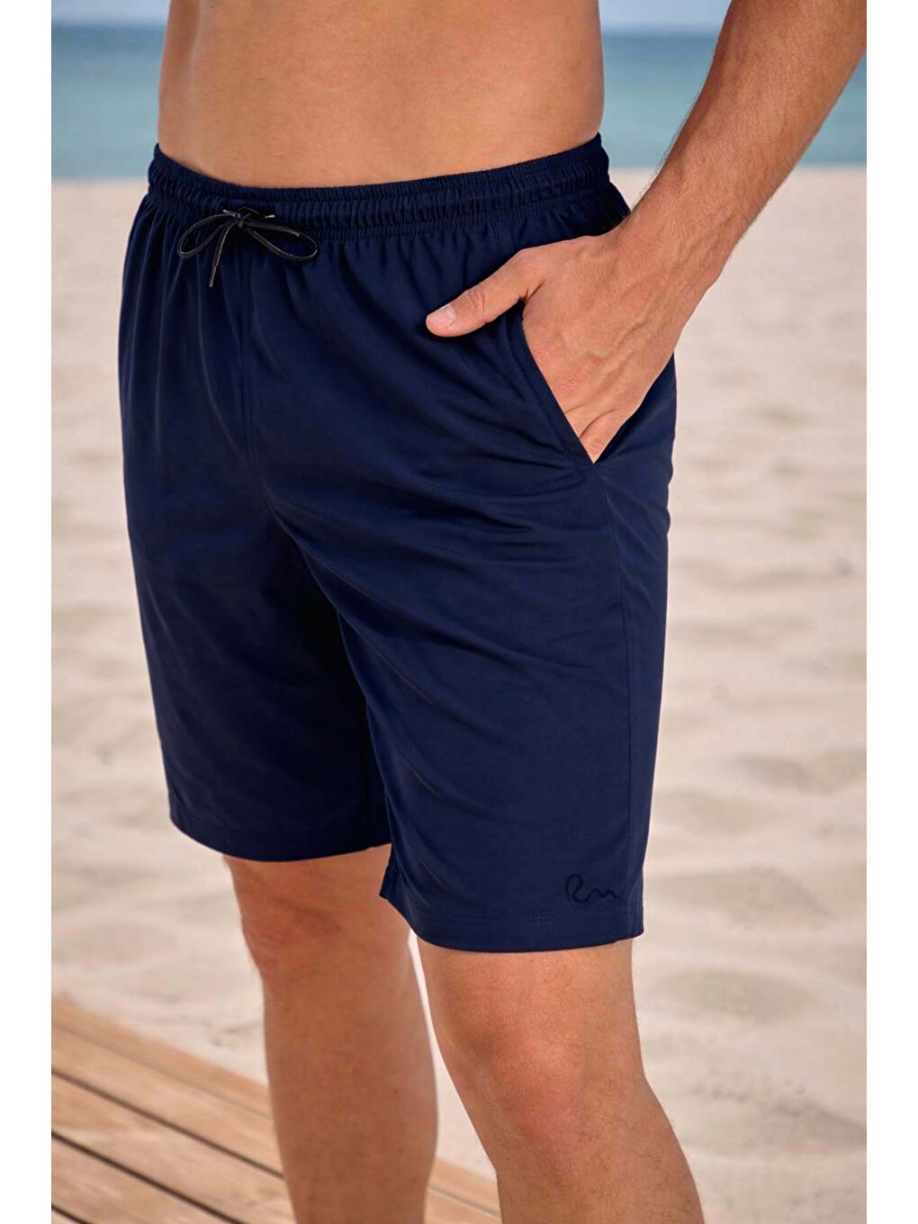 Spor Elastan Kısa Erkek Deniz Havuz Şortu Mayo RKS-011 Lacivert-4