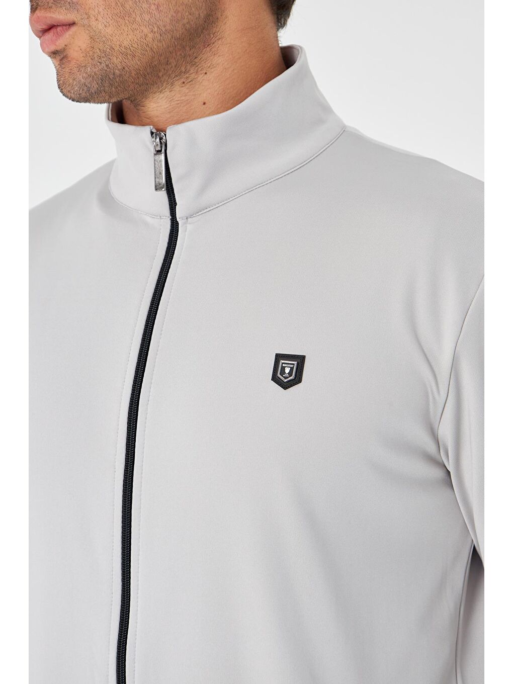 Erkek Tam Fermuarlı Şardonlu Dalgıç Sweatshirt Gri 5256Sw-G-6