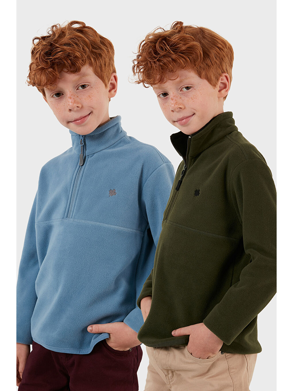 Yeşil Yumuşak Dokulu Fermuarlı Dik Yaka Şardonlu 2'li Paket Polar 5905002S2