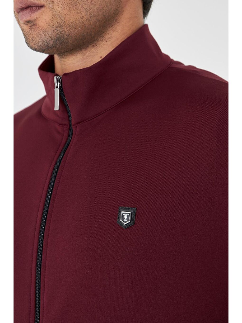 Erkek Tam Fermuarlı Şardonlu Dalgıç Sweatshirt Bordo 5256Sw-B-6