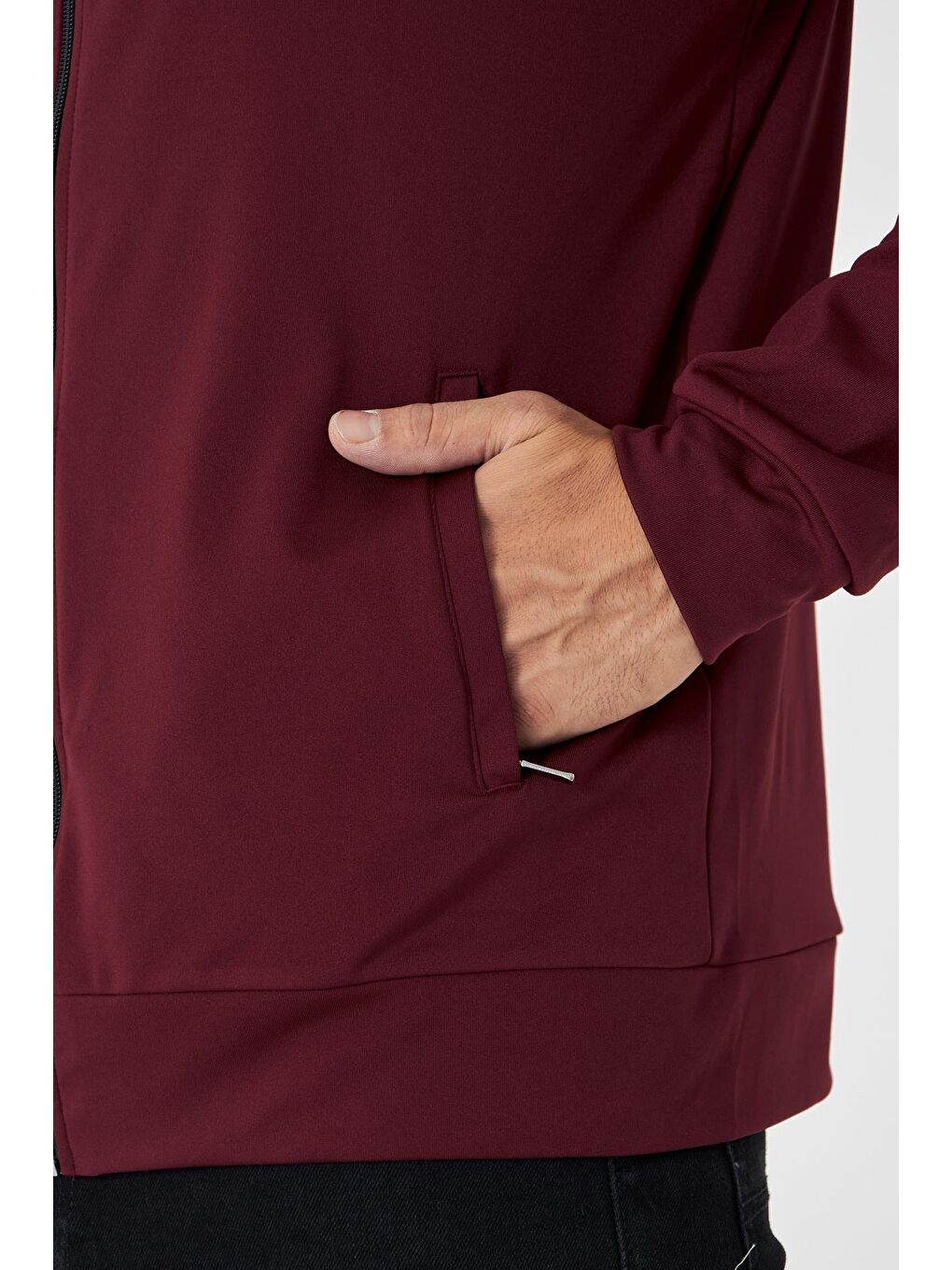 Erkek Tam Fermuarlı Şardonlu Dalgıç Sweatshirt Bordo 5256Sw-B-7