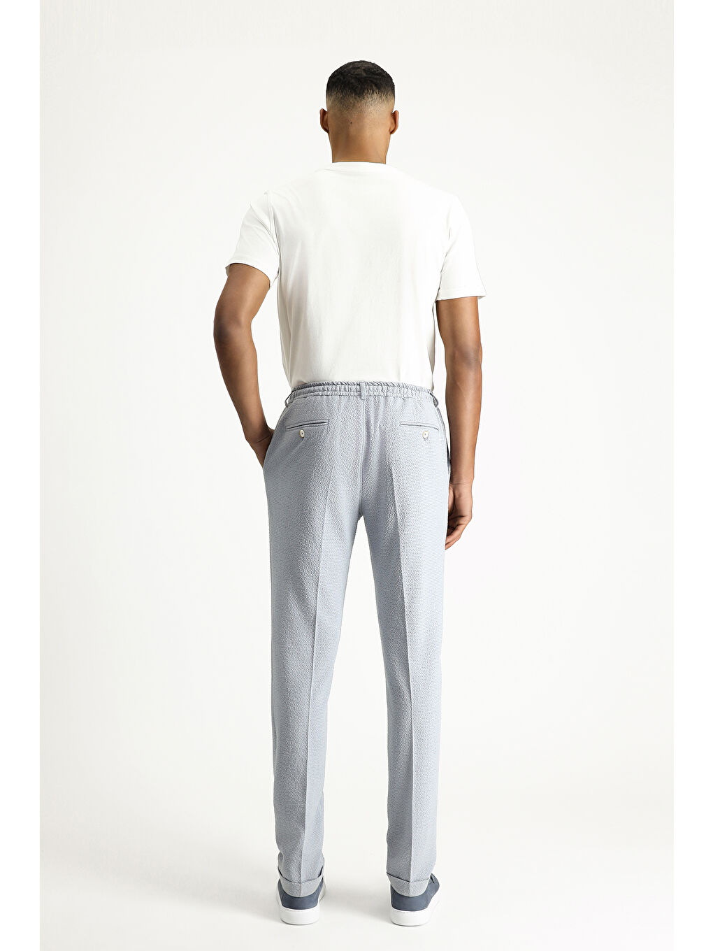 Mavi Super Slim Fit Ekstra Dar Kesim Beli Lastikli İpli Gofre Elastanlı Klasik Kumaş Pantolon-1