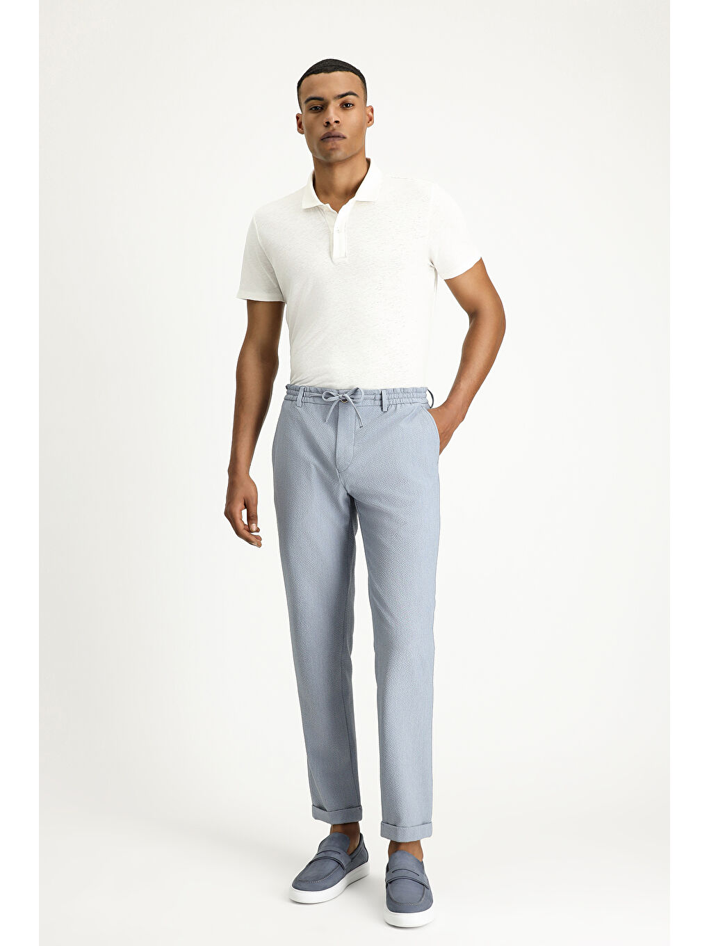 Mavi Super Slim Fit Ekstra Dar Kesim Beli Lastikli İpli Gofre Elastanlı Klasik Kumaş Pantolon-2