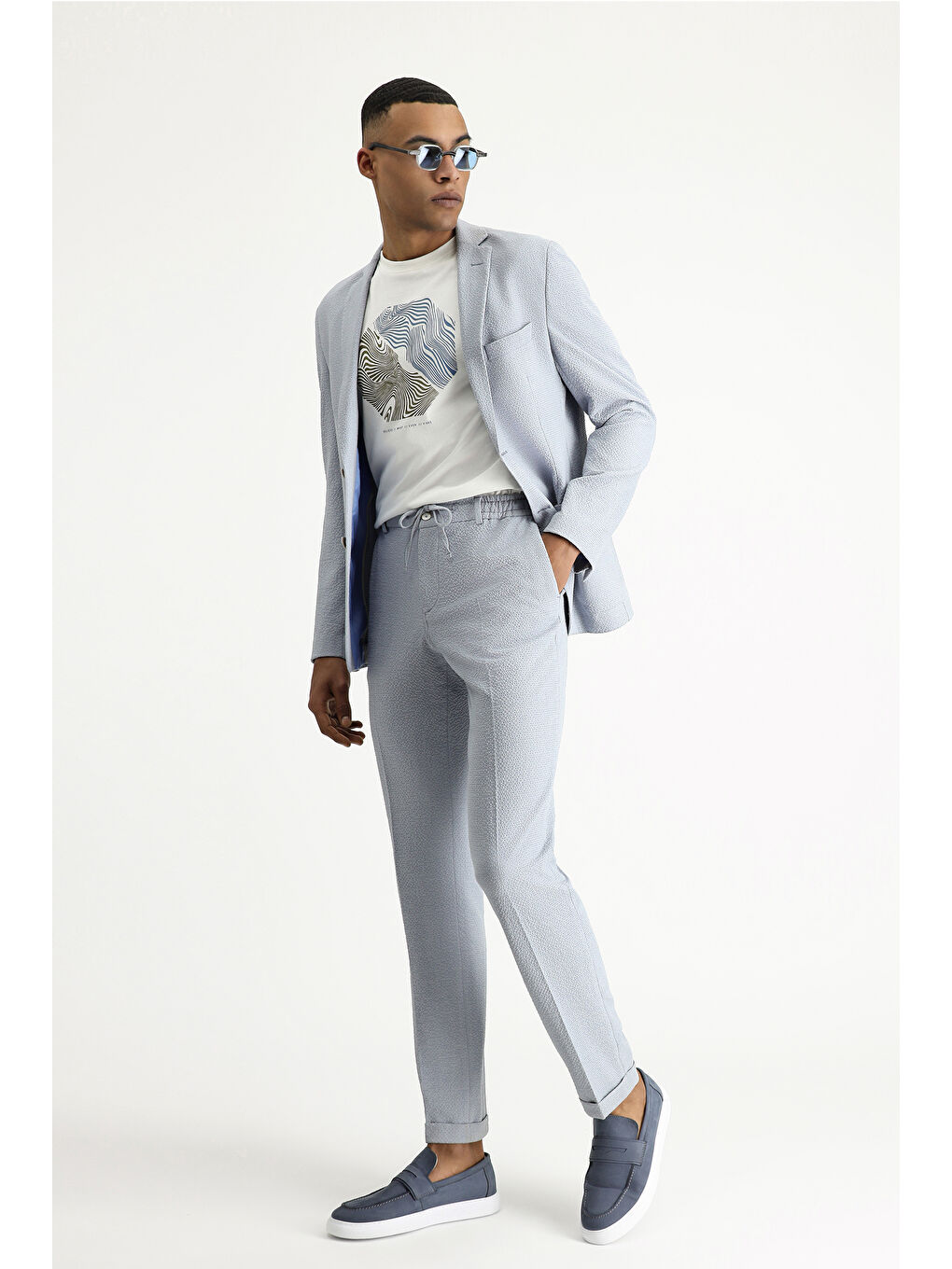 Mavi Super Slim Fit Ekstra Dar Kesim Beli Lastikli İpli Gofre Elastanlı Klasik Kumaş Pantolon-6