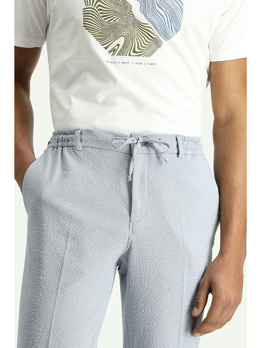 Mavi Super Slim Fit Ekstra Dar Kesim Beli Lastikli İpli Gofre Elastanlı Klasik Kumaş Pantolon-7