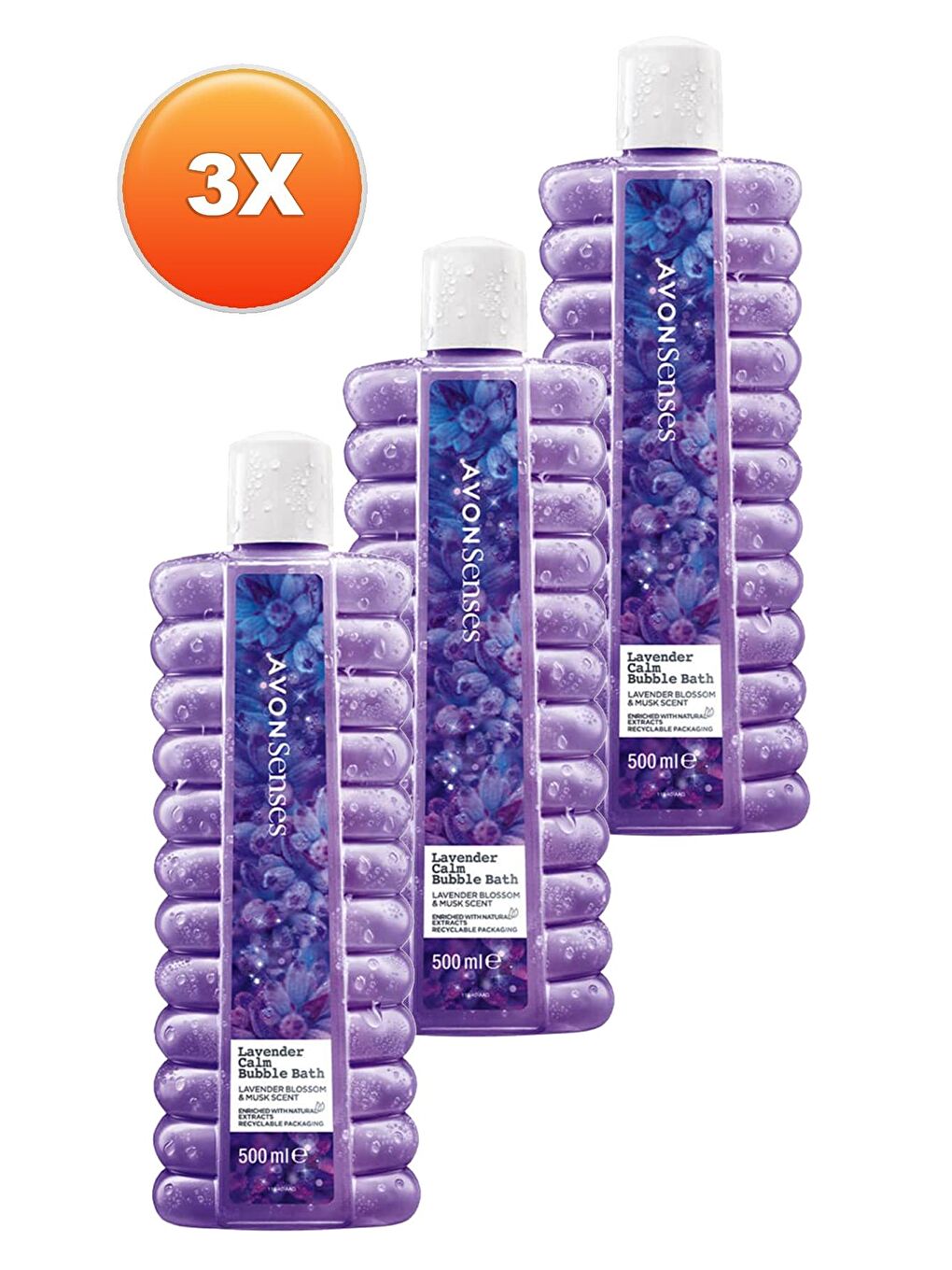 AVON Renksiz Senses Lavender Calm Lavanta Kokulu Banyo Köpüğü 500 Ml. Üçlü Set - 1