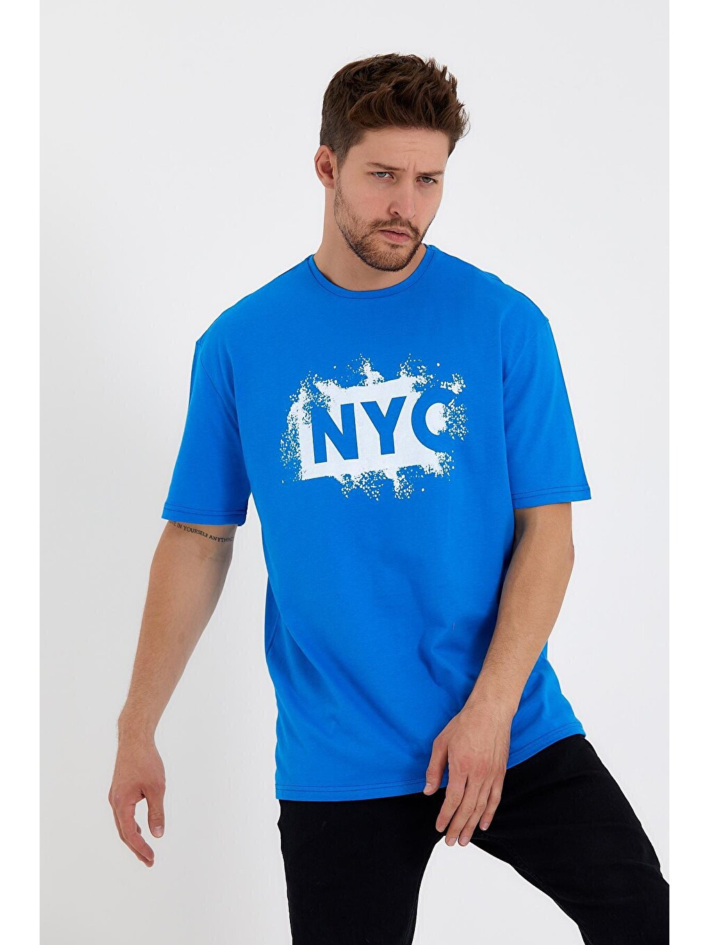 Mavi Erkek Bisiklet Yaka Regular Fit Nyc Baskılı Tişort Spr22ts114-3