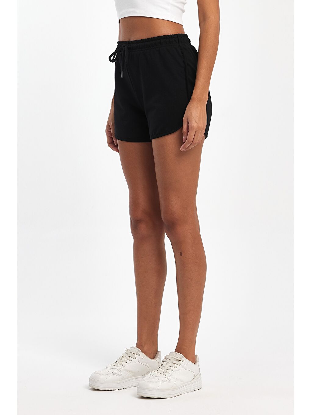 Karışık Kadın 4'lü Yırtmaçlı Penye Kumaş Regular Fit Siyah-Lacivert-Gri-Antrasit Kısa Mini Günlük Şort-2