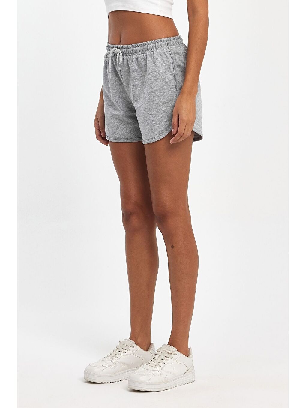 Karışık Kadın 4'lü Yırtmaçlı Penye Kumaş Regular Fit Siyah-Lacivert-Gri-Antrasit Kısa Mini Günlük Şort-3