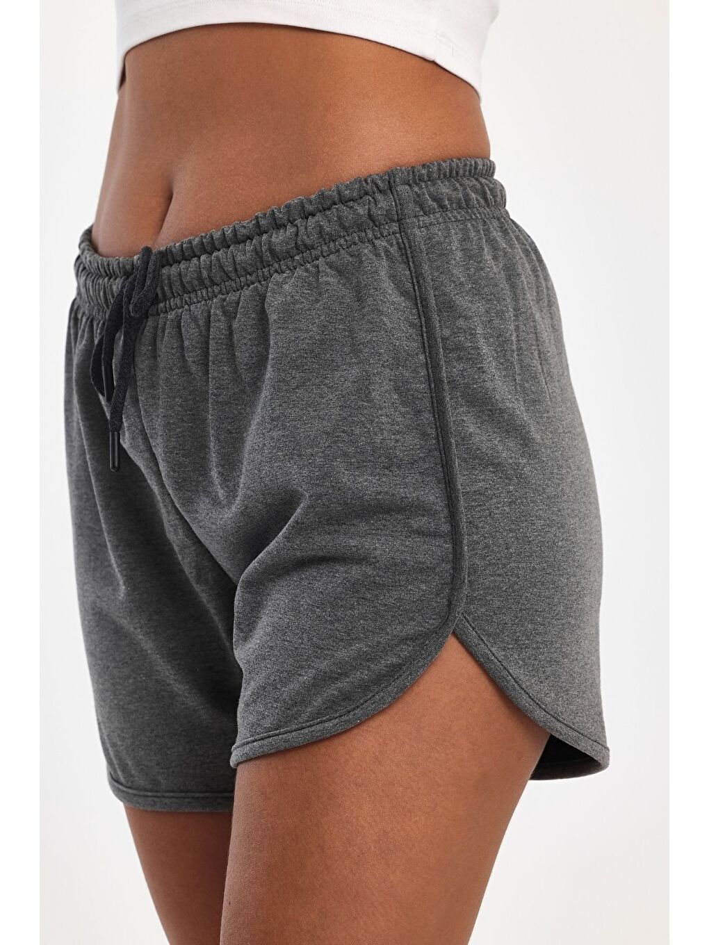 Karışık Kadın 4'lü Yırtmaçlı Penye Kumaş Regular Fit Siyah-Lacivert-Gri-Antrasit Kısa Mini Günlük Şort-5