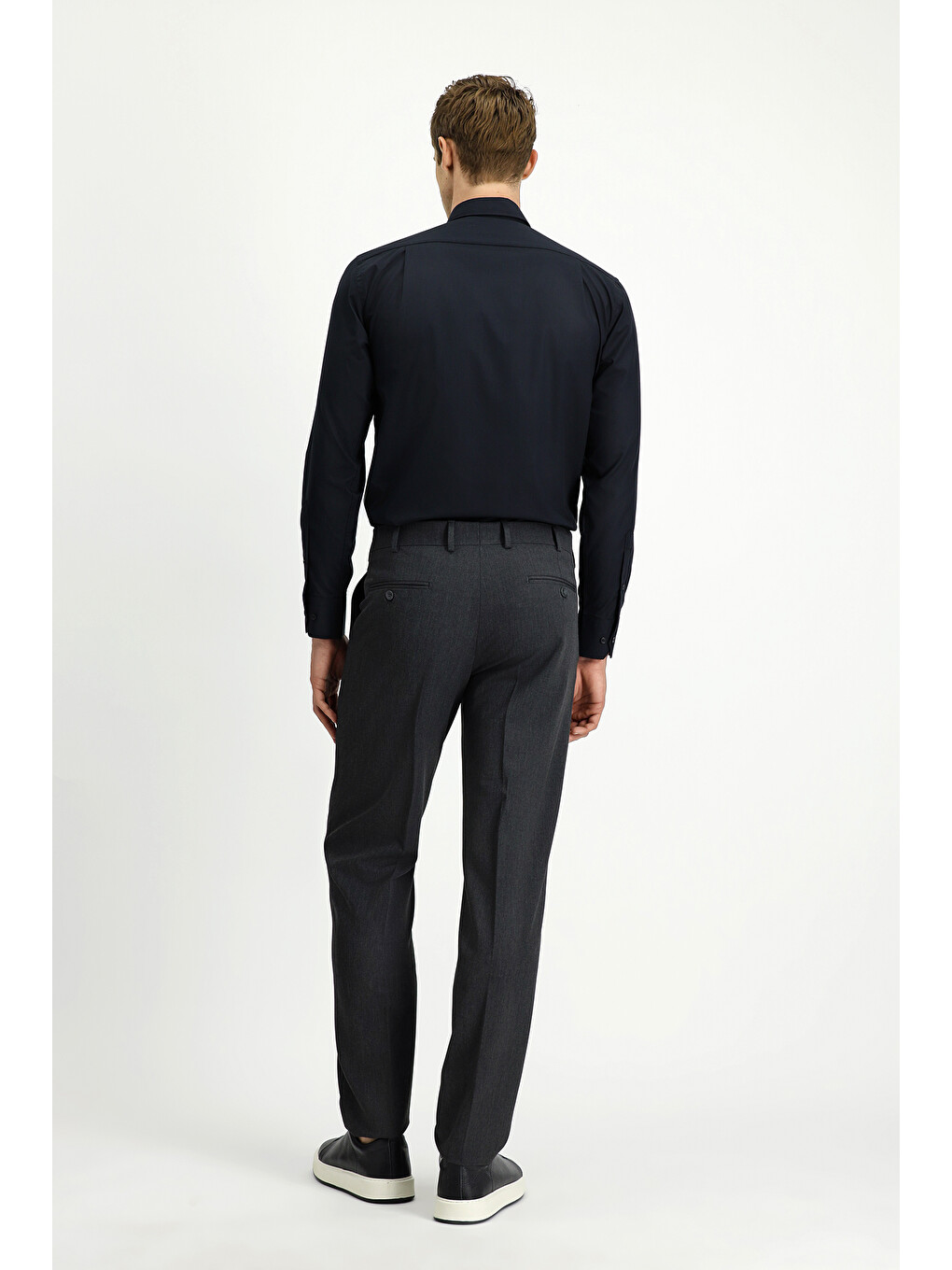 Gri Slim Fit Dar Kesim Klasik Kumaş Pantolon-3