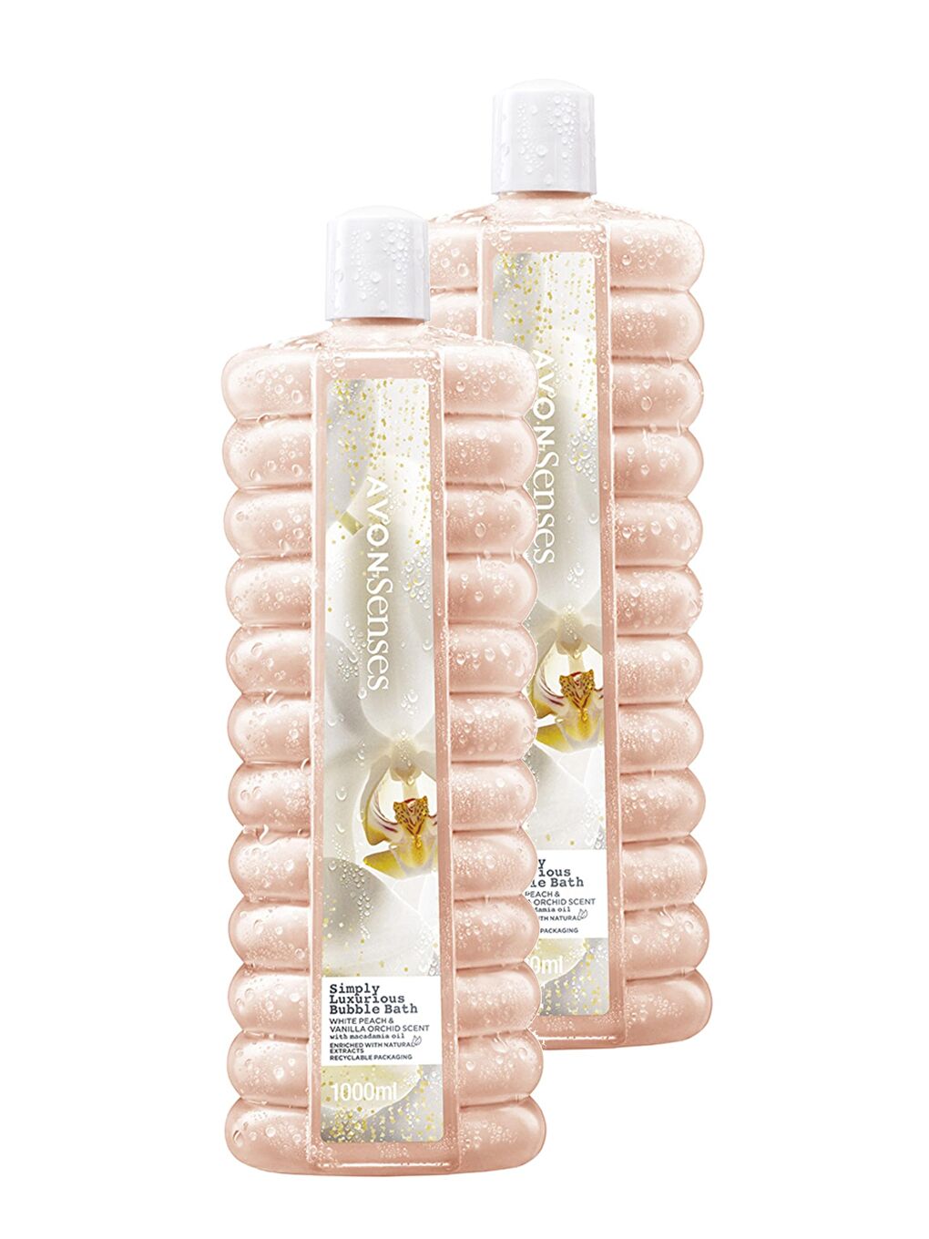 AVON Renksiz Simply Luxurious Beyaz Şeftali ve Vanilya Orkide Kokulu Banyo Köpüğü 1 Lt. İkili Set