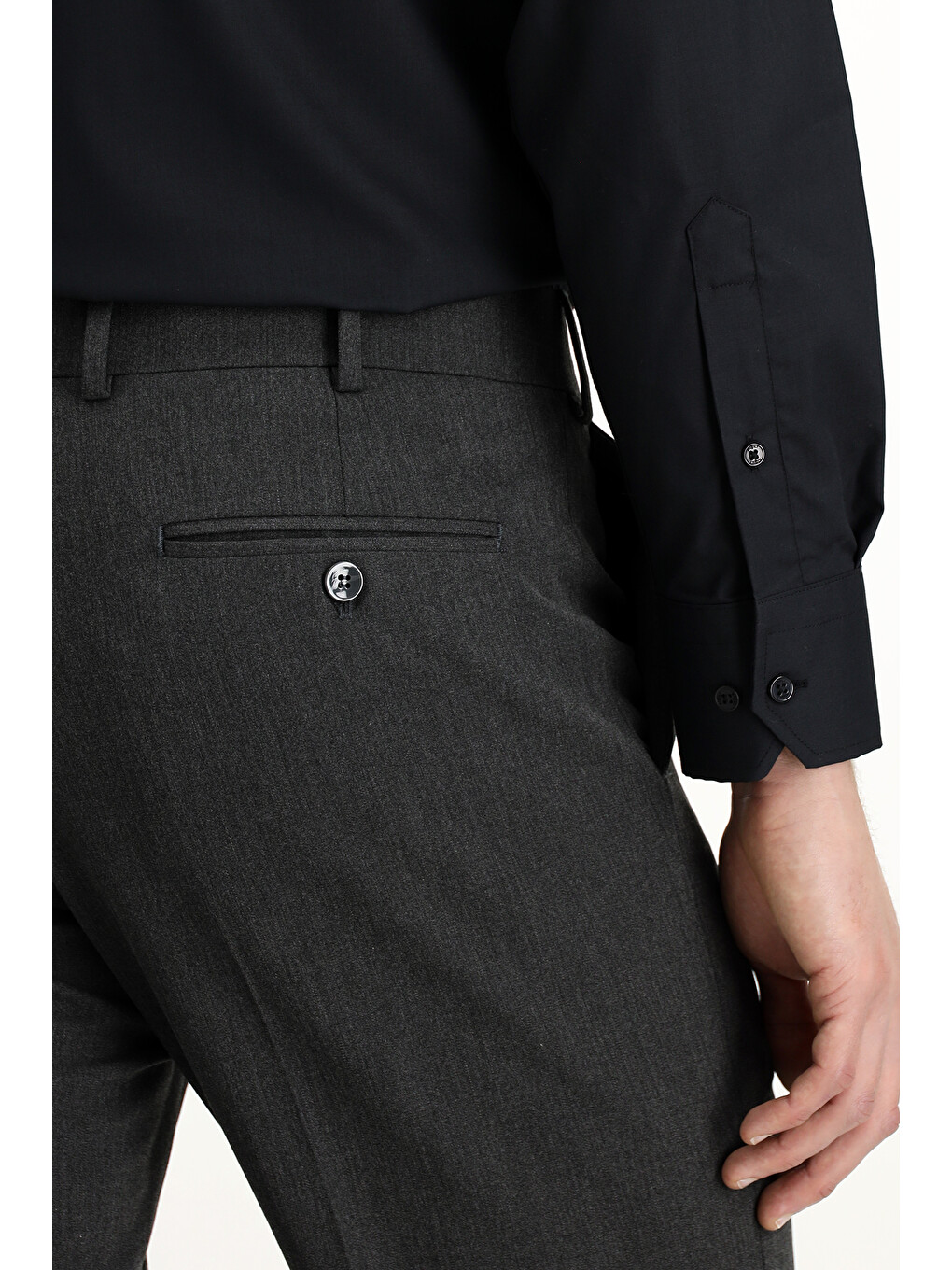 Gri Slim Fit Dar Kesim Klasik Kumaş Pantolon-5