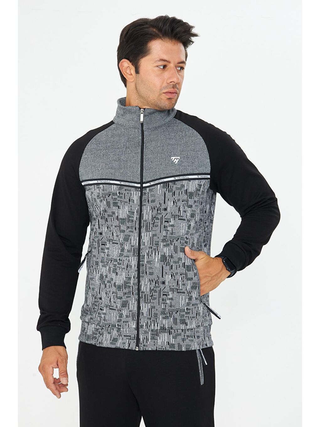 Erkek Tam Fermuarlı Eşofman Takımı Siyah 5817-S-1