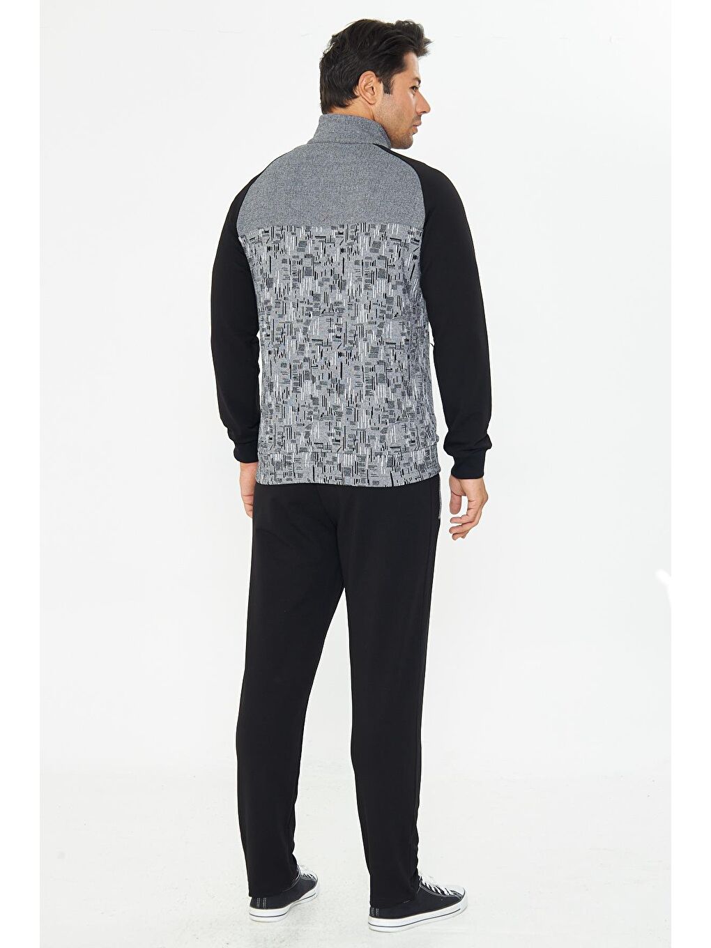 Erkek Tam Fermuarlı Eşofman Takımı Siyah 5817-S-5