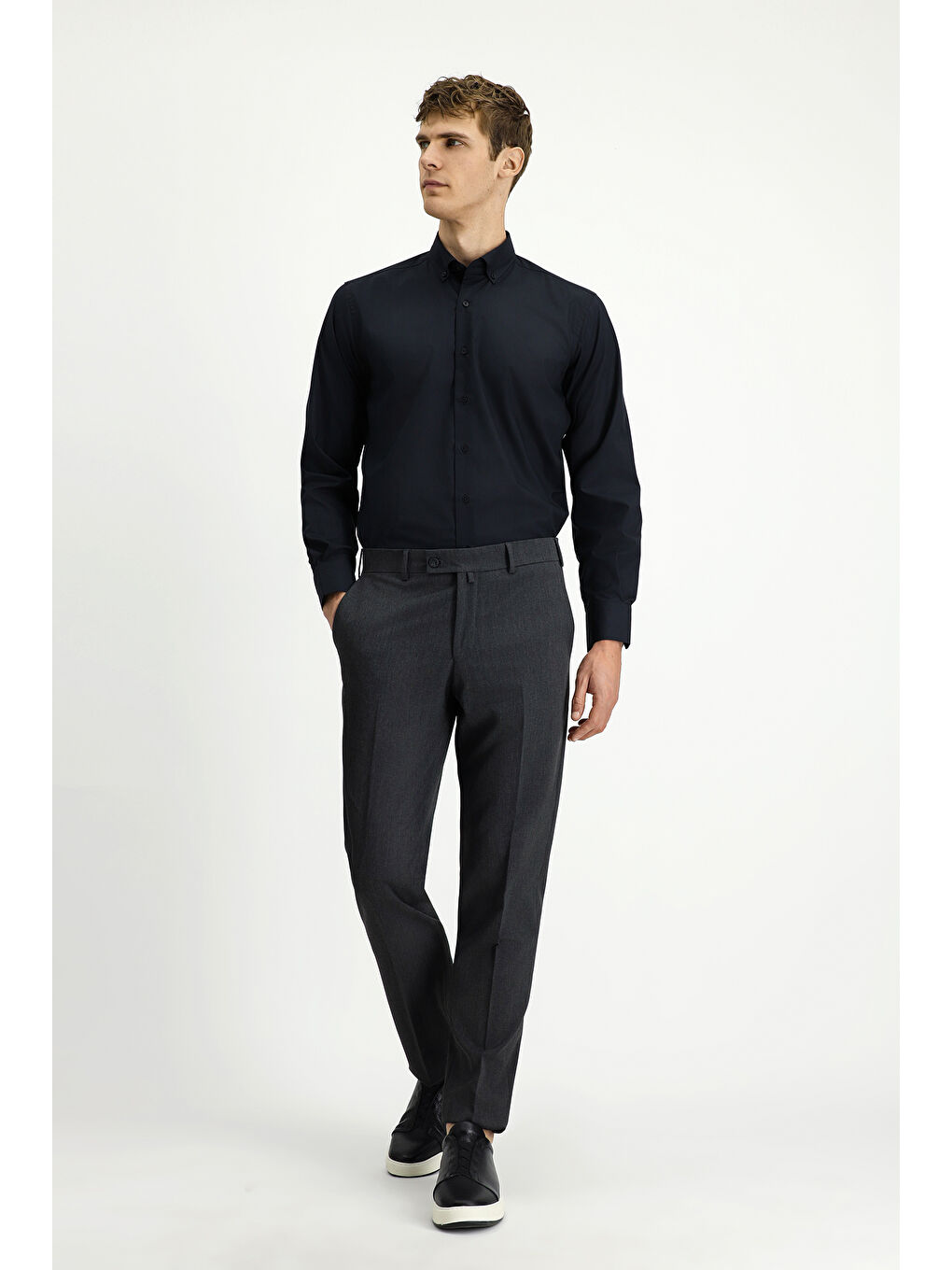 Gri Regular Fit Elastanlı Klasik Kumaş Pantolon