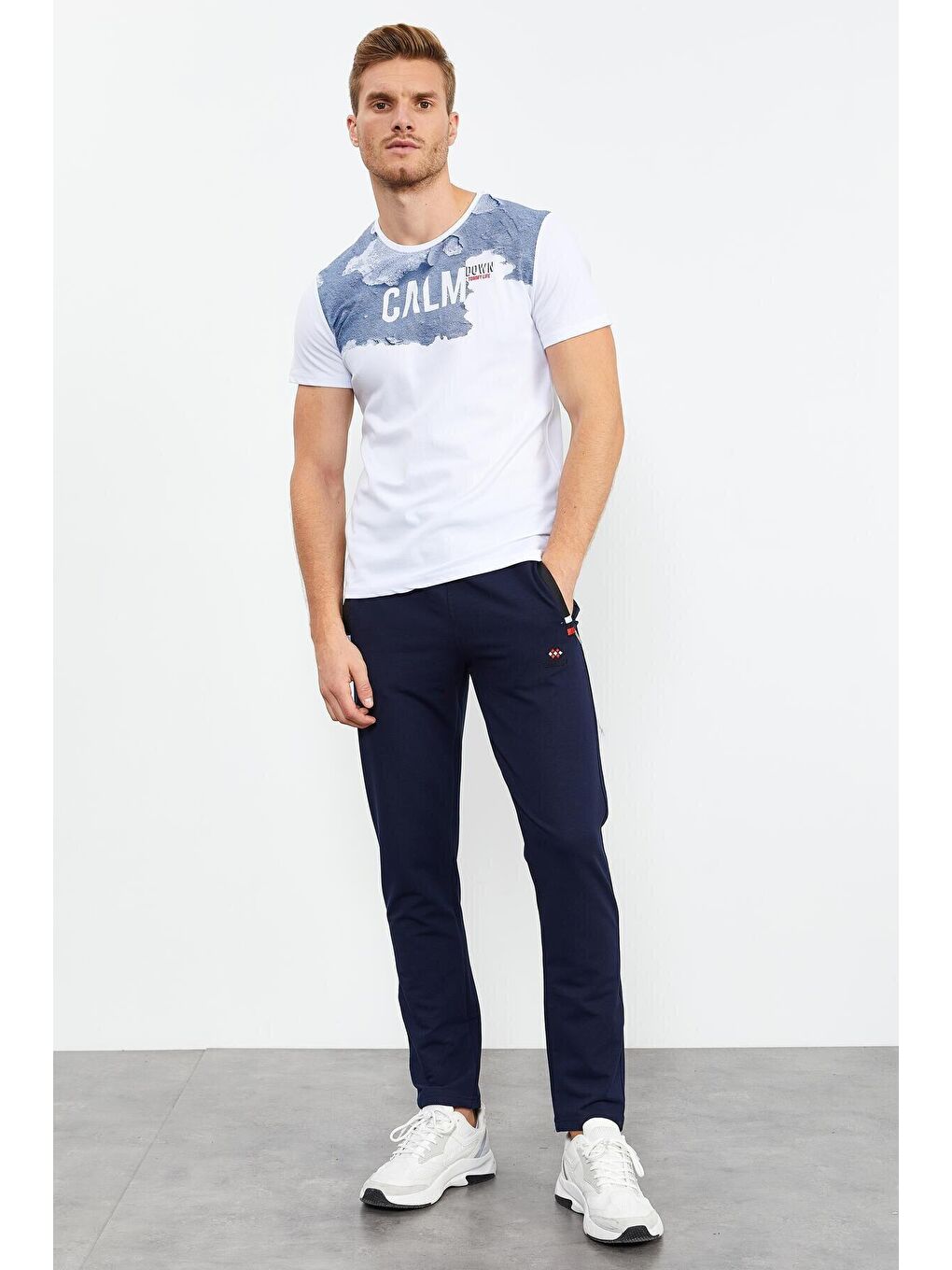 İndigo Fermuar Cepli Dar Kalıp Klasik Paça Erkek Eşofman Alt - 84649