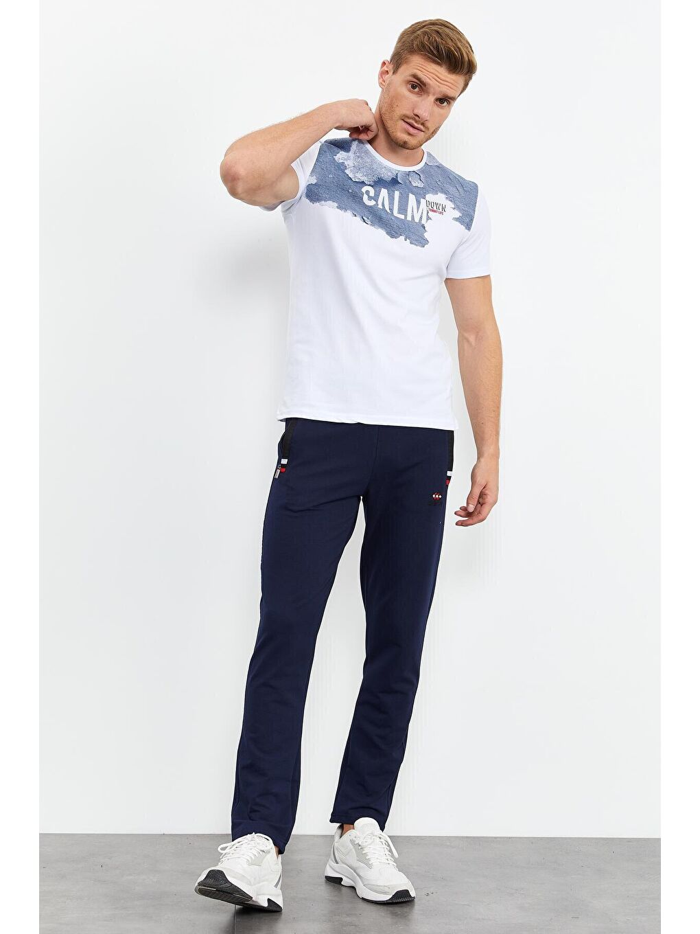 İndigo Fermuar Cepli Dar Kalıp Klasik Paça Erkek Eşofman Alt - 84649-2