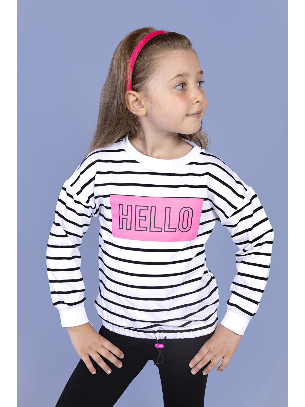 Toontoykids Beyaz Kız Çocuk Çizgi Desenli Baskılı Sweatshirt