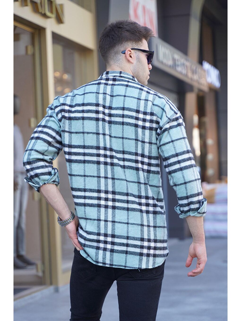 Mint Yeşili Regular Fit Oduncu Gömlek 5553-1