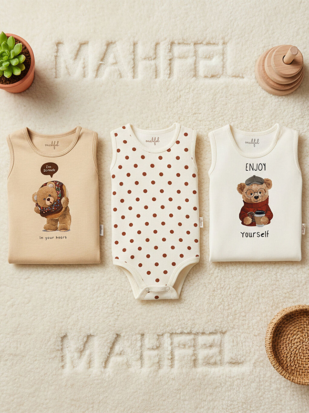 Bordo %100 Pamuklu 3'lü Atlet Çıtçıtlı Bebek Body Zıbın 832-833-2