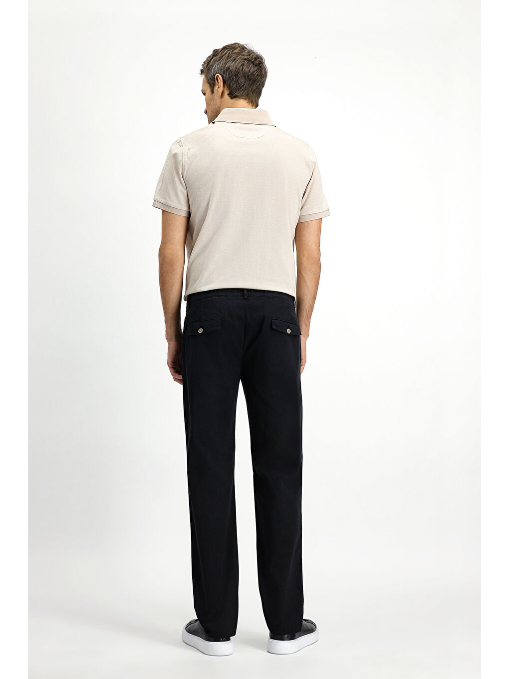 Siyah Regular Fit Elastanlı Beli Lastikli İpli Pileli Pantolon-3