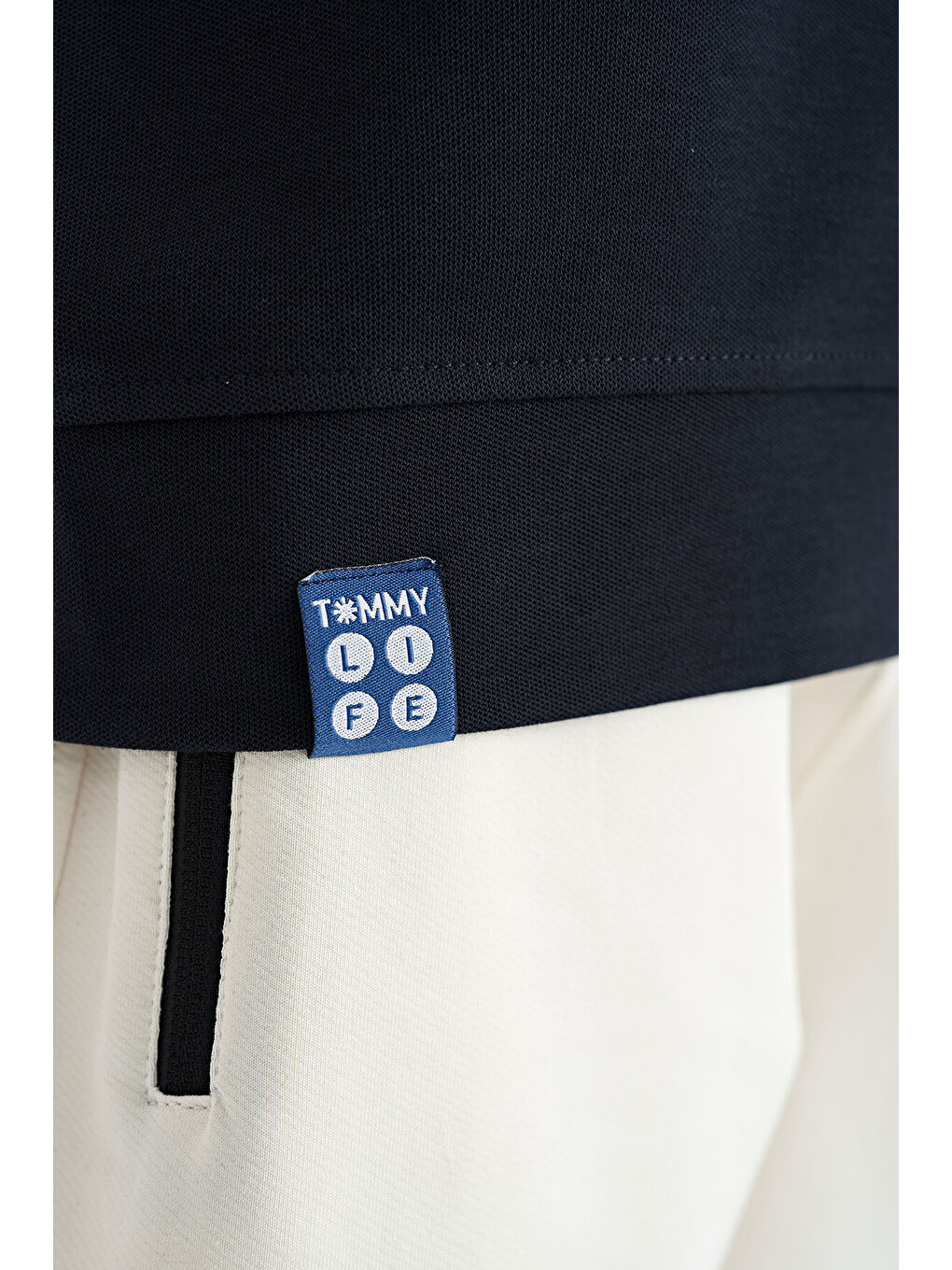 Lacivert Ön Yazı Nakışlı O Yaka Oversize Erkek Çocuk Tişört - 11147-6