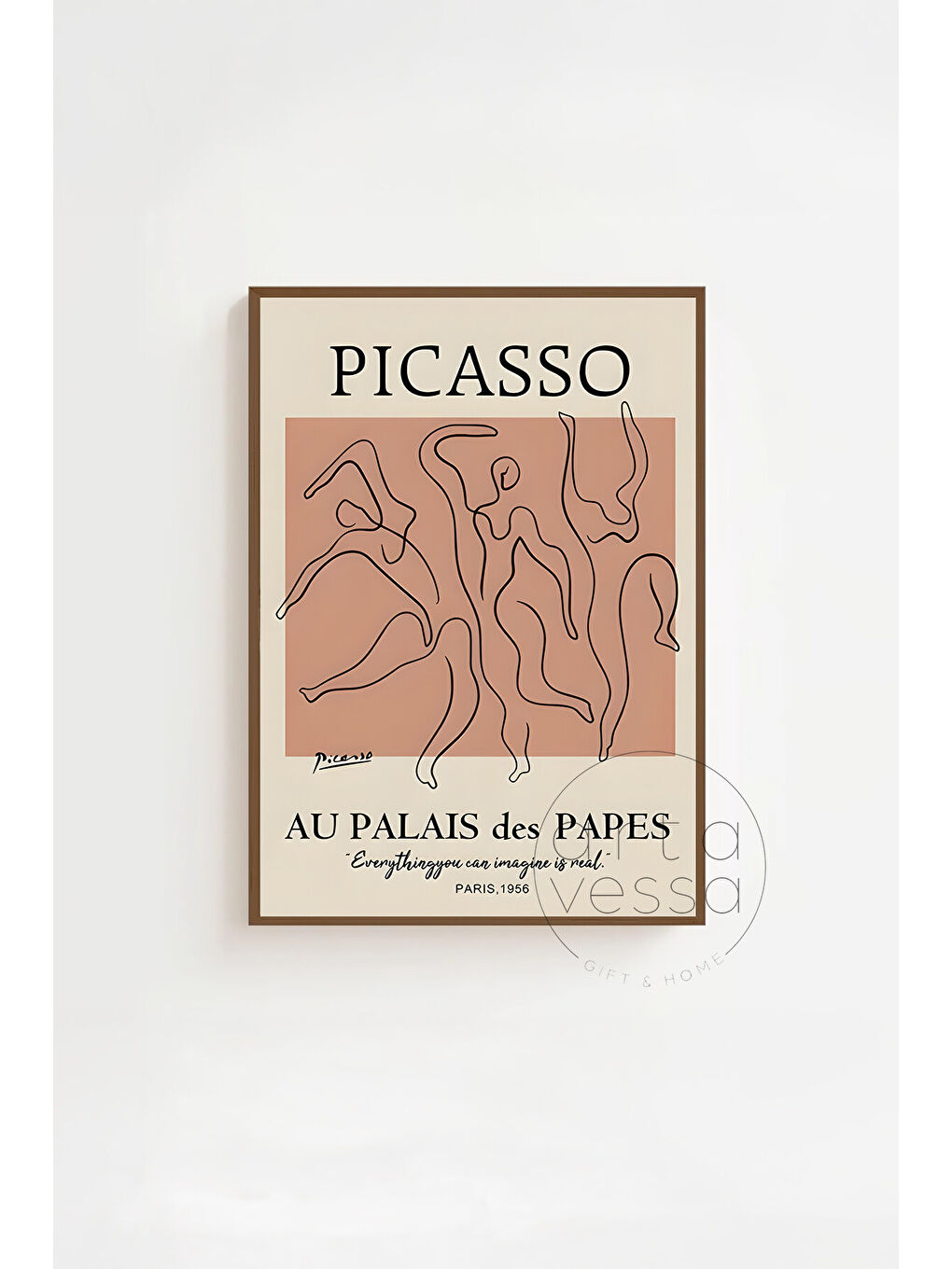 Beyaz 3 Parça Kahverengi Gerçek Ahşap Çerçeveli Tablo Seti - Model 16 - ERSY3KHVCRV16-2030-1