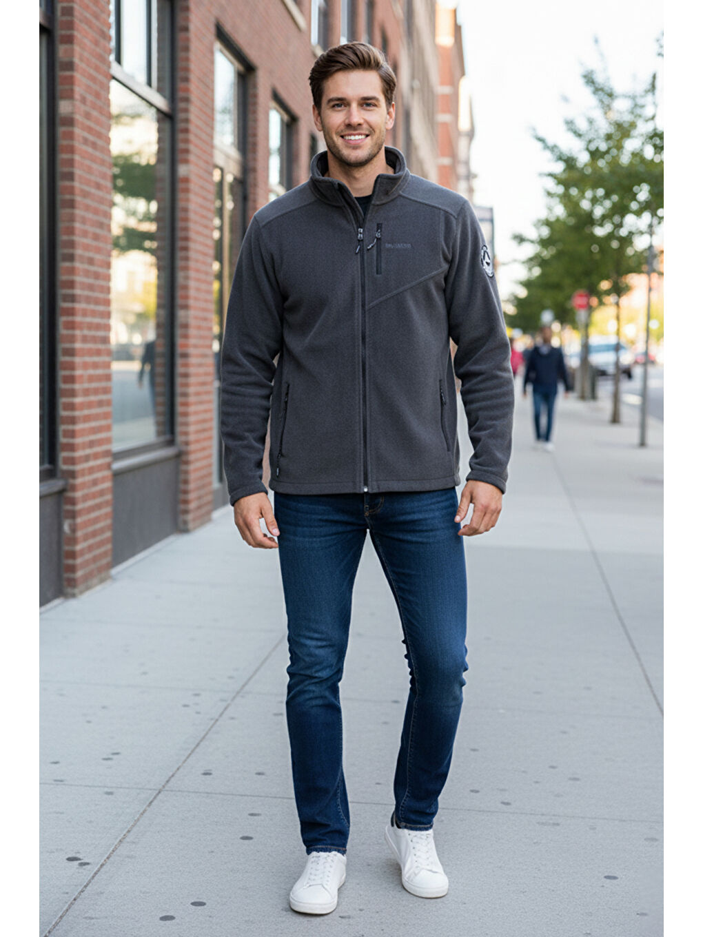 Erkek Polar Önü Fermuarlı Tek Üst Ceket 9512 Antrasit-1