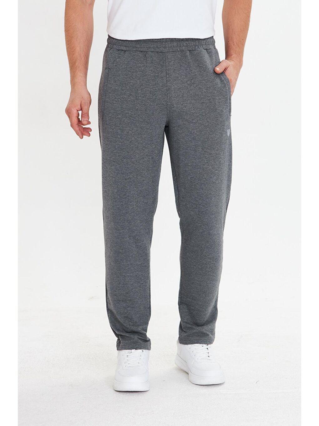 Antrasit Pamuklu Kumaş Erkek Eşofman Altı 0025-1