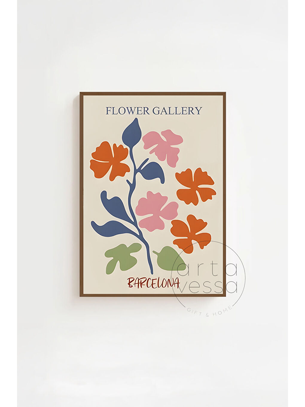 Beyaz 3 Parça Kahverengi Gerçek Ahşap Çerçeveli Tablo Seti - Model 16 - ERSY3KHVCRV16-2030-3