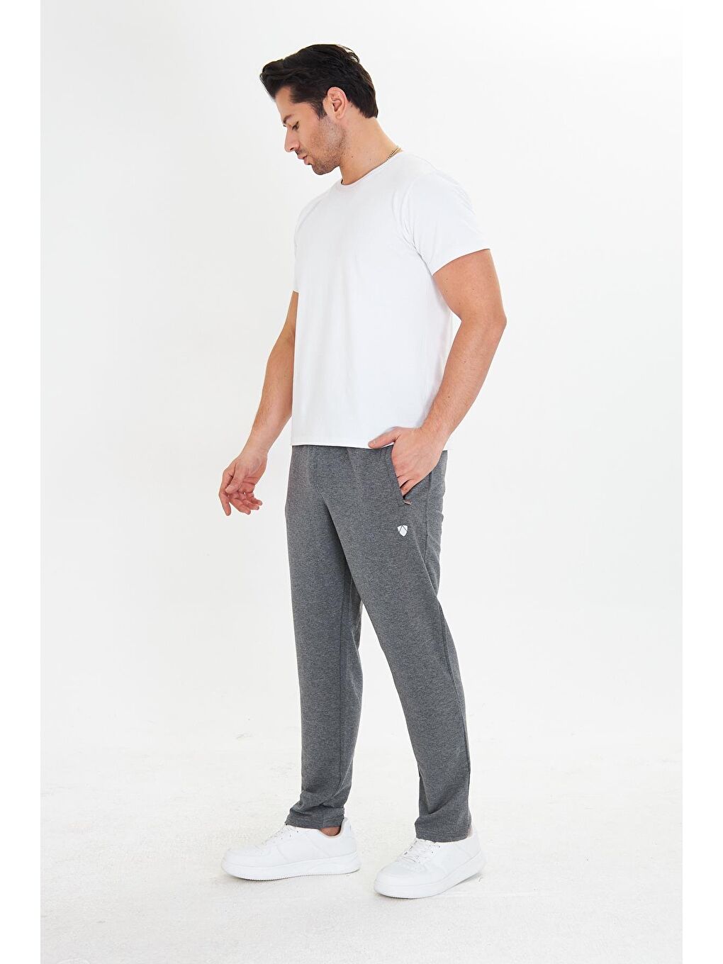 Antrasit Pamuklu Kumaş Erkek Eşofman Altı 0025-2