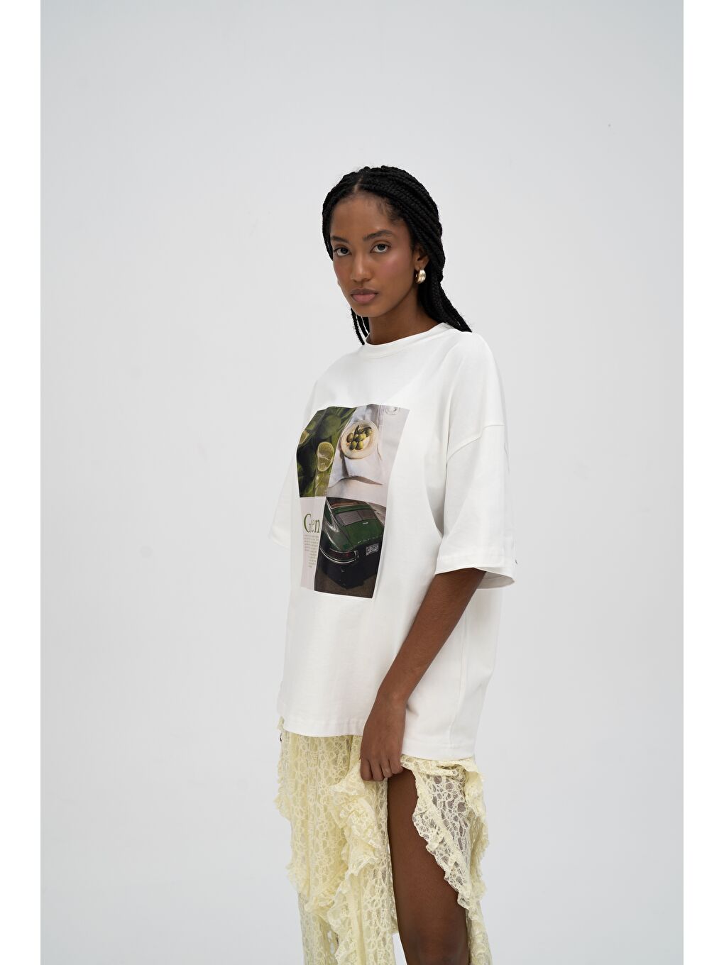 Lime Oversize Beyaz T-Shirt-1