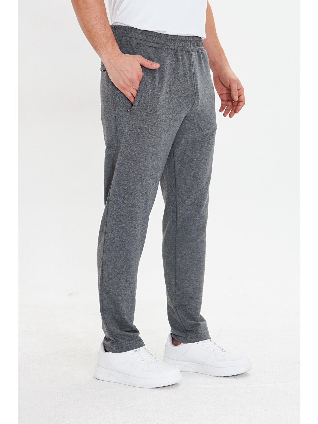 Antrasit Pamuklu Kumaş Erkek Eşofman Altı 0025-5