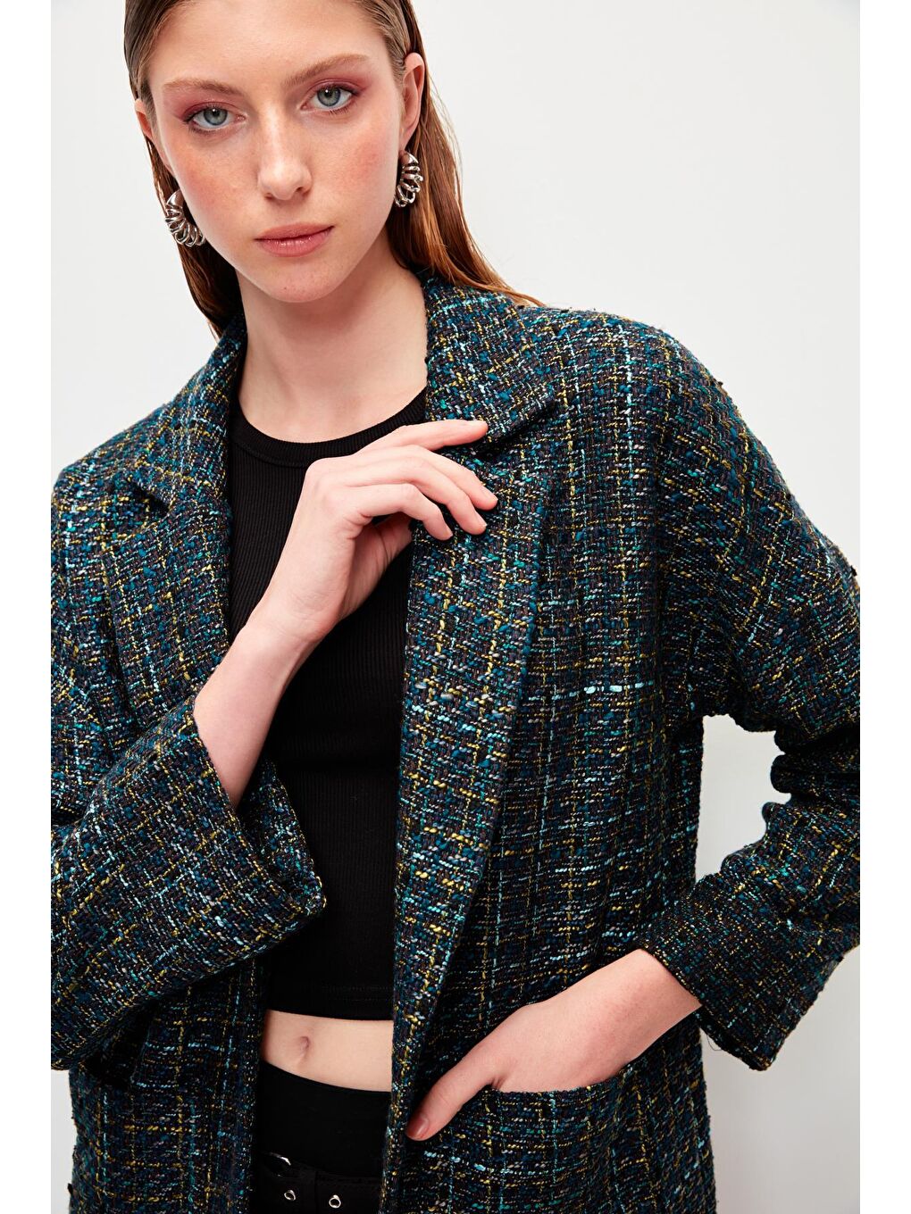 Lacivert Tüvit Rahat Kalıp Ceket-1